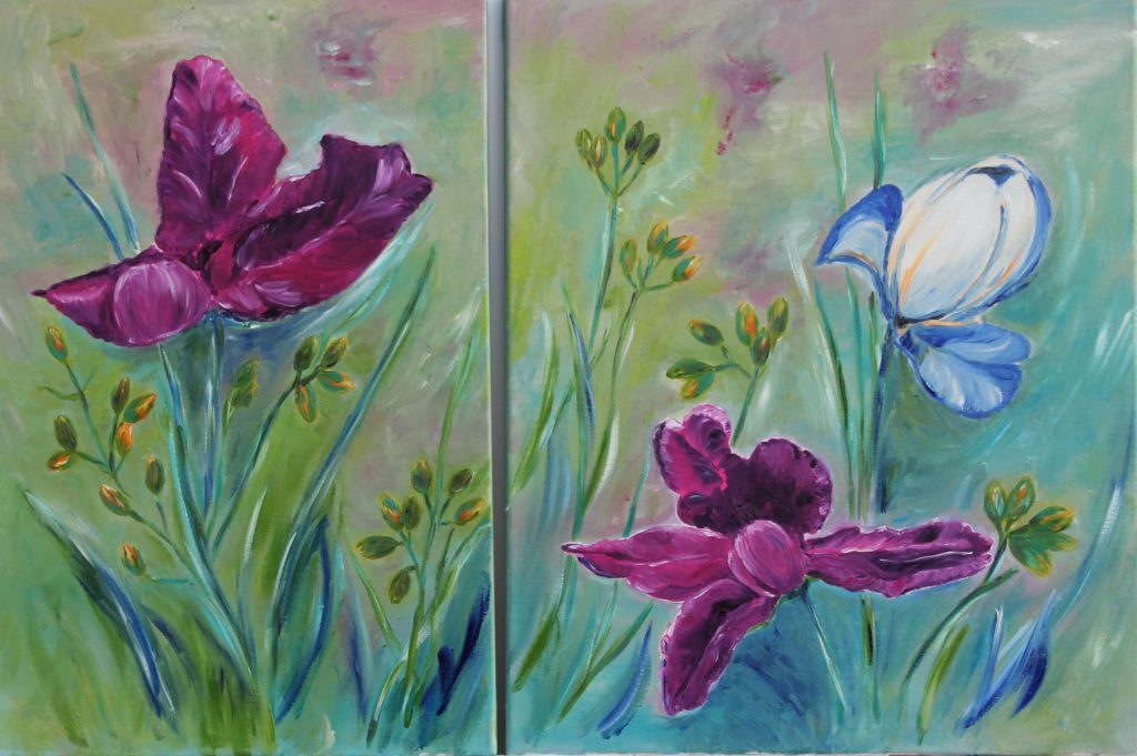 Gemälde von violetten Blumen