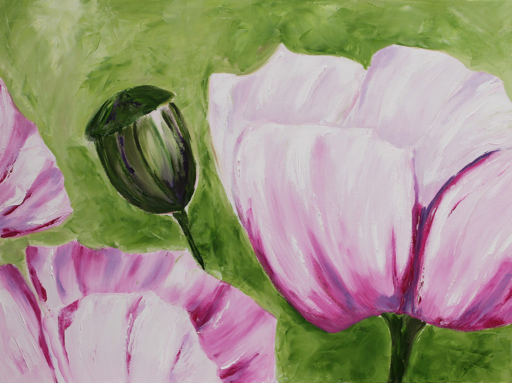 Gemälde von rosa Blumen