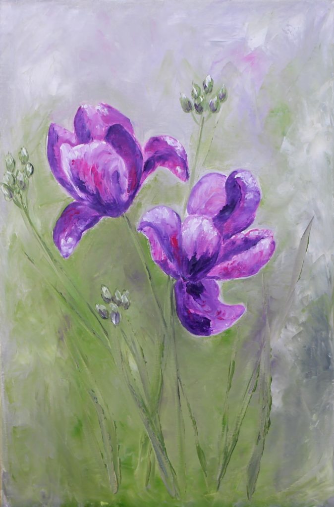 Gemälde von violetten Blumen